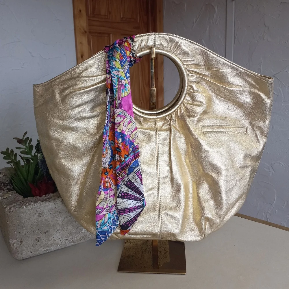 Hobo Brand, Giorgia Convertible Metallic Gold Leather Bag